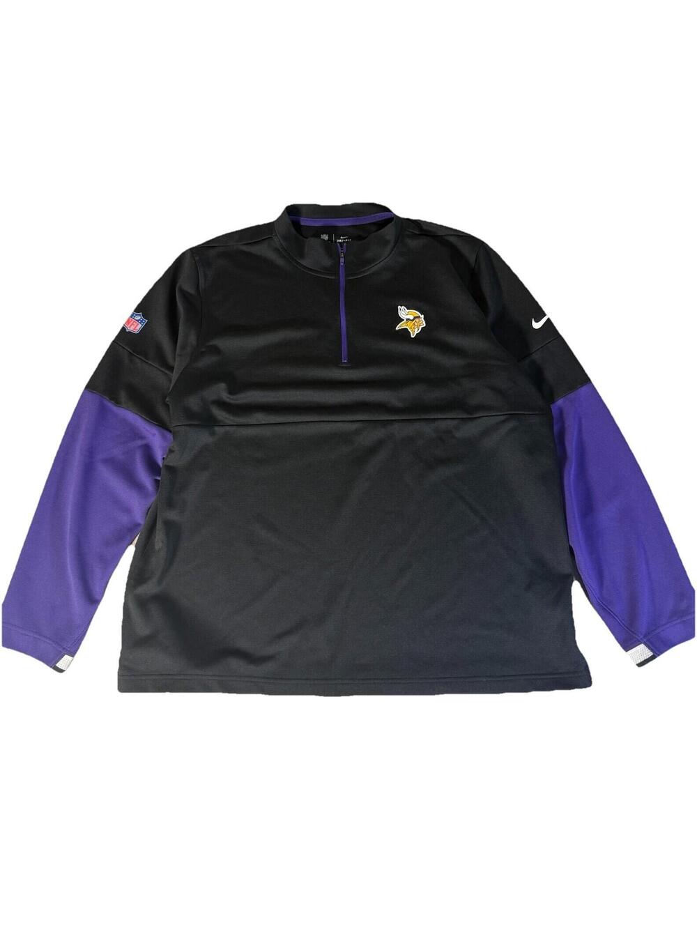 Nike On Field Minnesota Vikings 1/4 Zip Pullover Black Sideline Coach Men’s XL